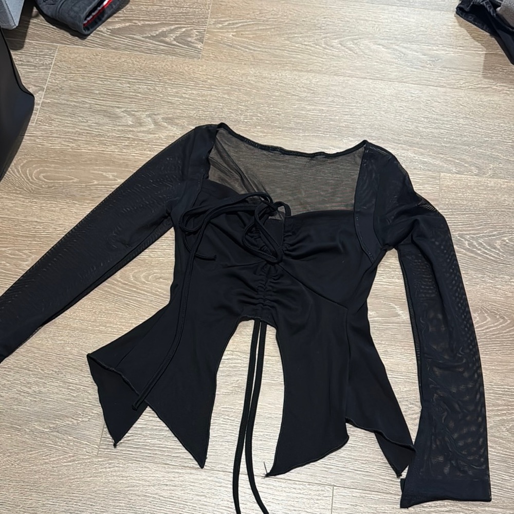 Tiger Mist Black Asymmetrical Long Sleeve Blouse